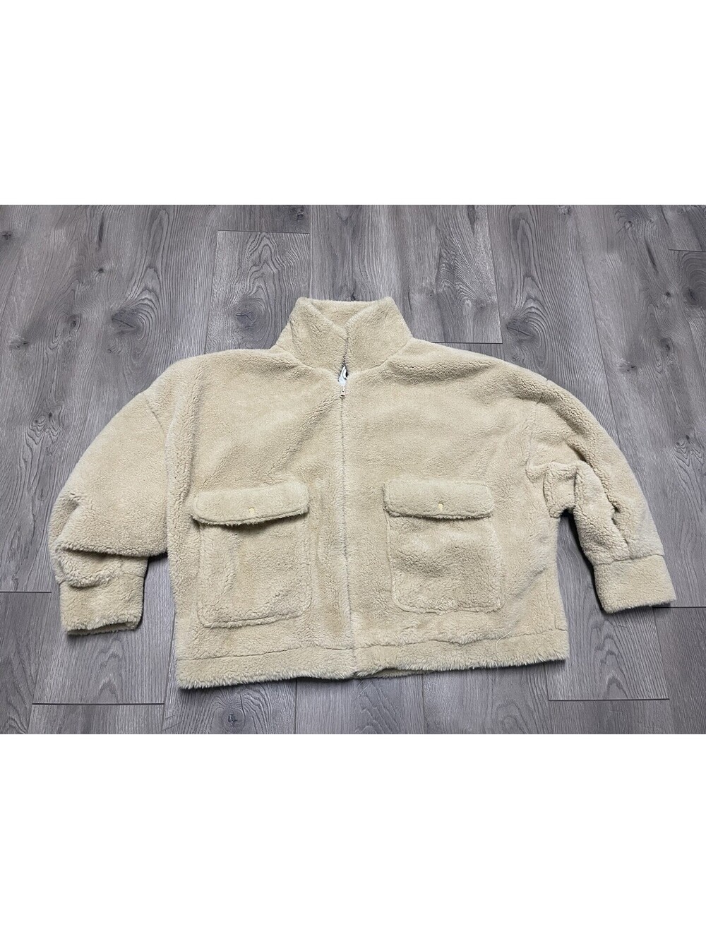 Urban Outfitters Cropped Teddy Jacket Women's S Tan Fleece Deep Pile Sherpa